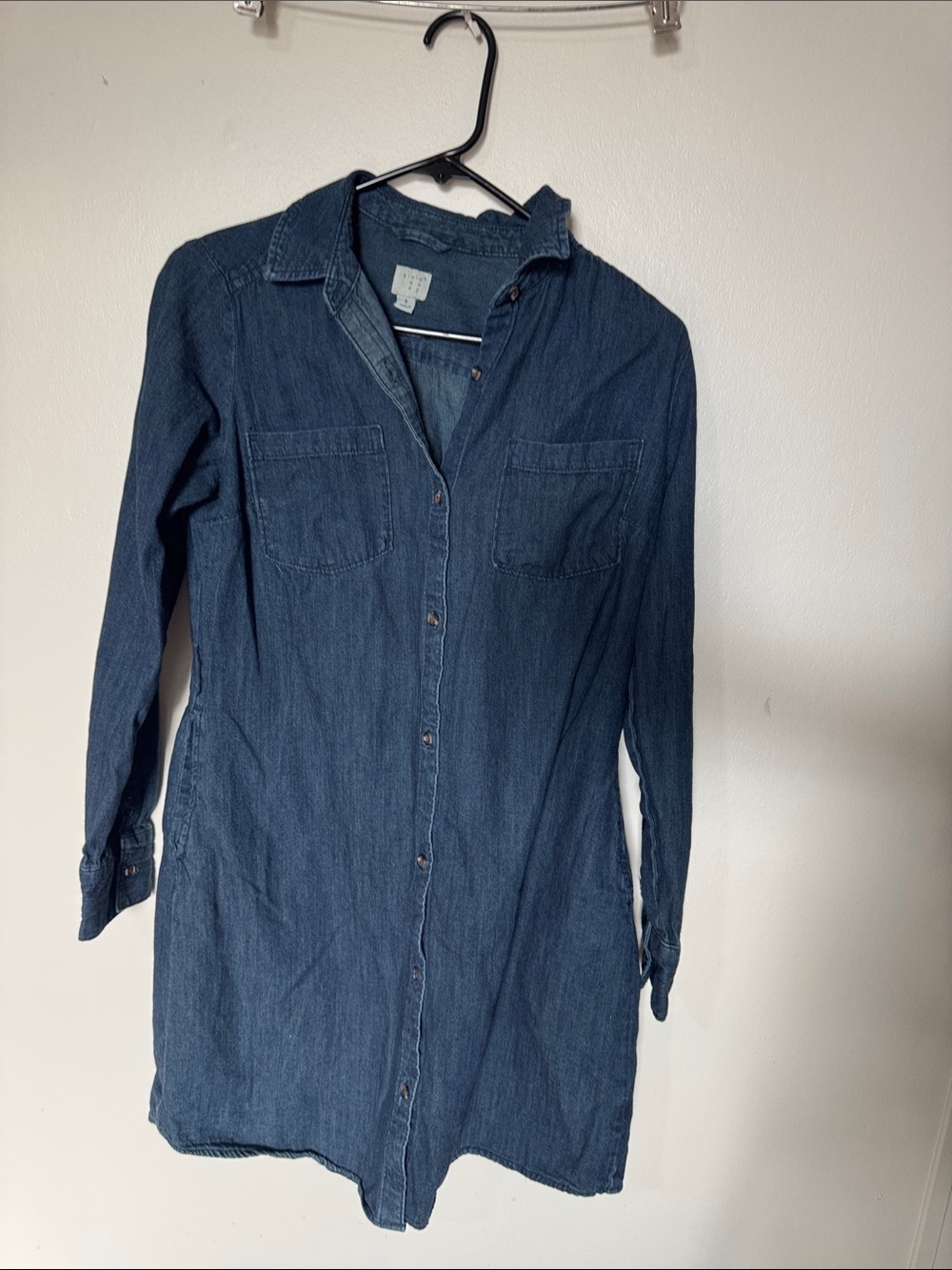 a new day Dark Blue Denim Long Sleeve Shirt Dress